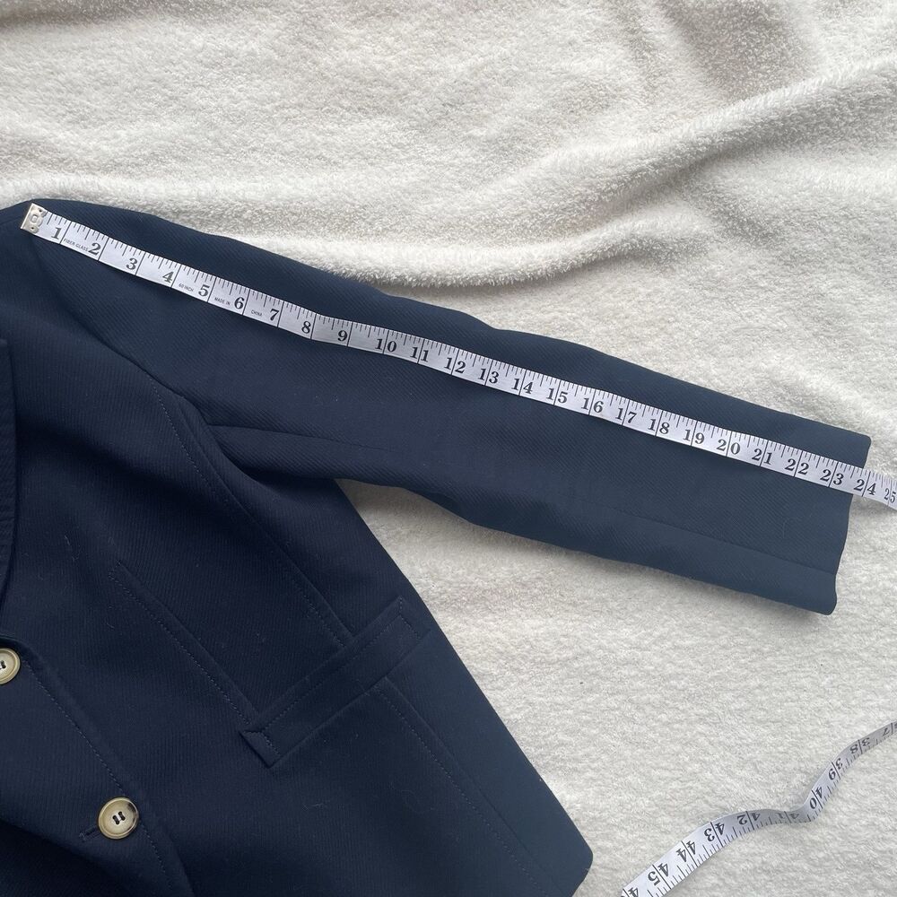 Talbots Navy Blue Structured Women's 2 Button Blazer Ribbed Cotton - 12 - Picture 7 of 8